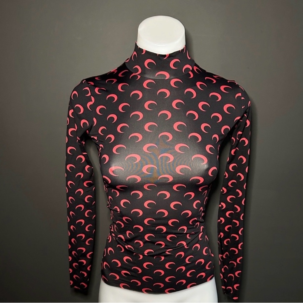 Marine Serre Black and Pink Crescent Long Sleeve Top